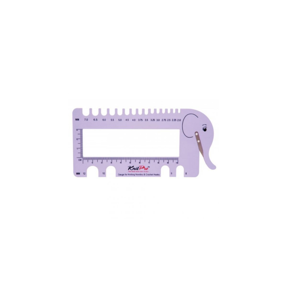 Линейка Knit Pro "Слон" для подсчета плотности вязания (Фиолетовая)