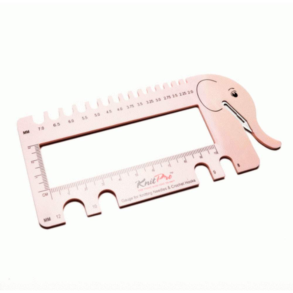 Линейка Knit Pro "Слон" для подсчета плотности вязания (Розовая)