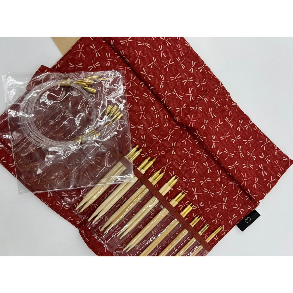 Набор Seeknit Shirotake спицы 10см (9 размеров) Красный чехол 