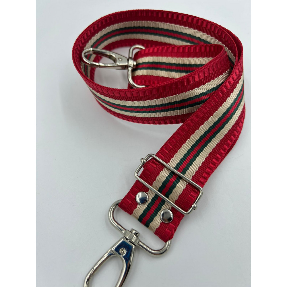 Ремень для сумки плечевой нейлоновый с принтом "Красный Гуччи"  (ширина 4см, длина 120 см)